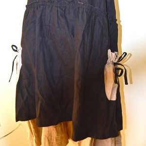 NEW Two-Tone 100% Linen Midi Skirt